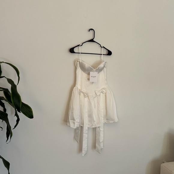 Aubrey Off the Shoulder Mini Bow Dress by Runaway The Label - Picture 6 of 15